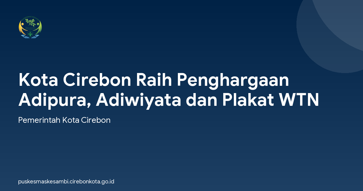 Kota Cirebon Raih Penghargaan Adipura, Adiwiyata dan Plakat WTN